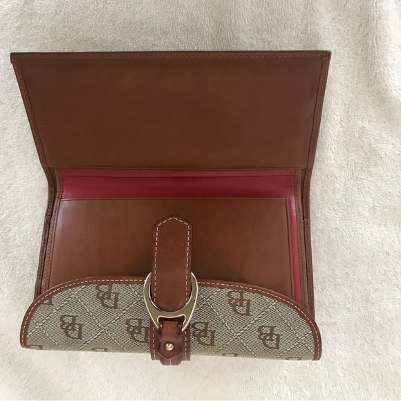 COPY - Dooney & Bourke Brown Teal Canvas Leather Monogram Canvas Wallet - Picture 4 of 11